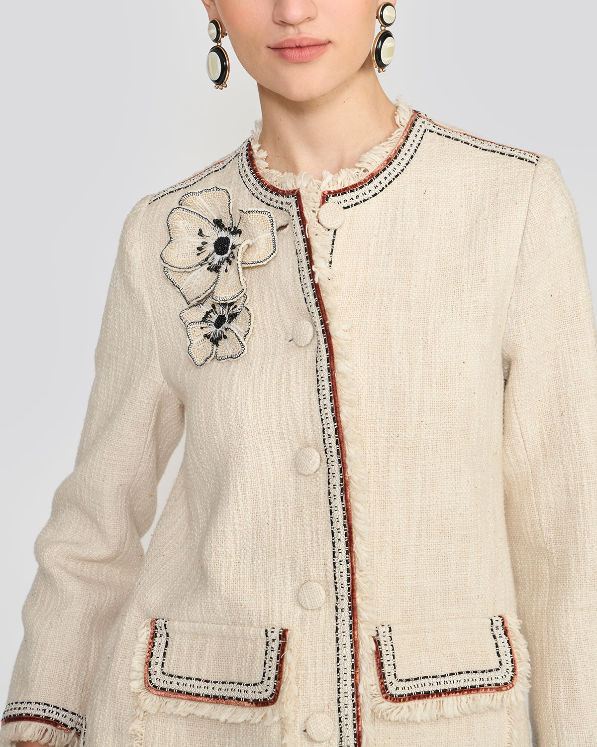 Lydia Ivory 3D Floral Jacket