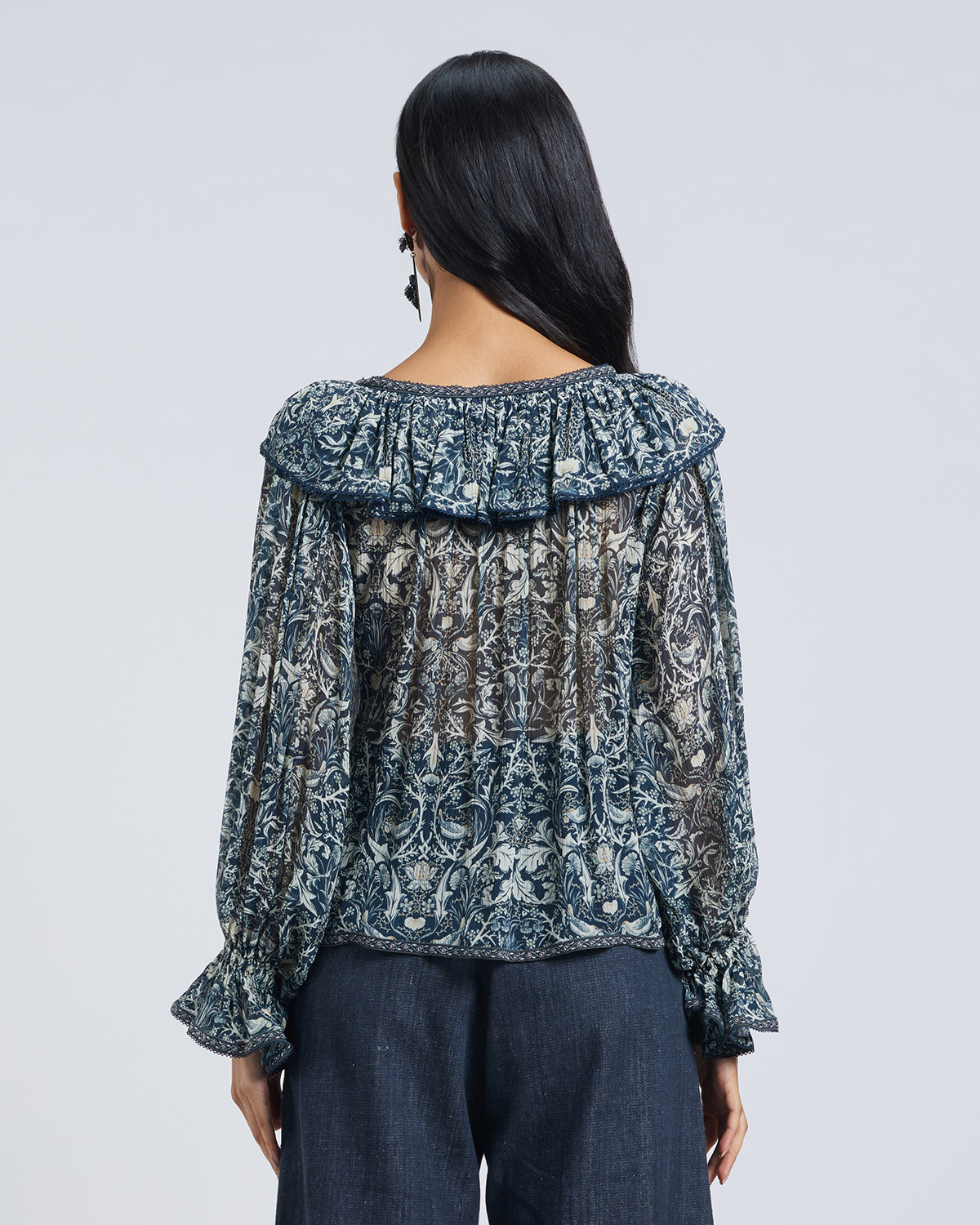 Ruffled Floral Print Blouse