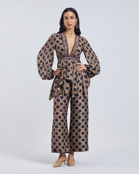 Ajrakh Print Maya Silk Top