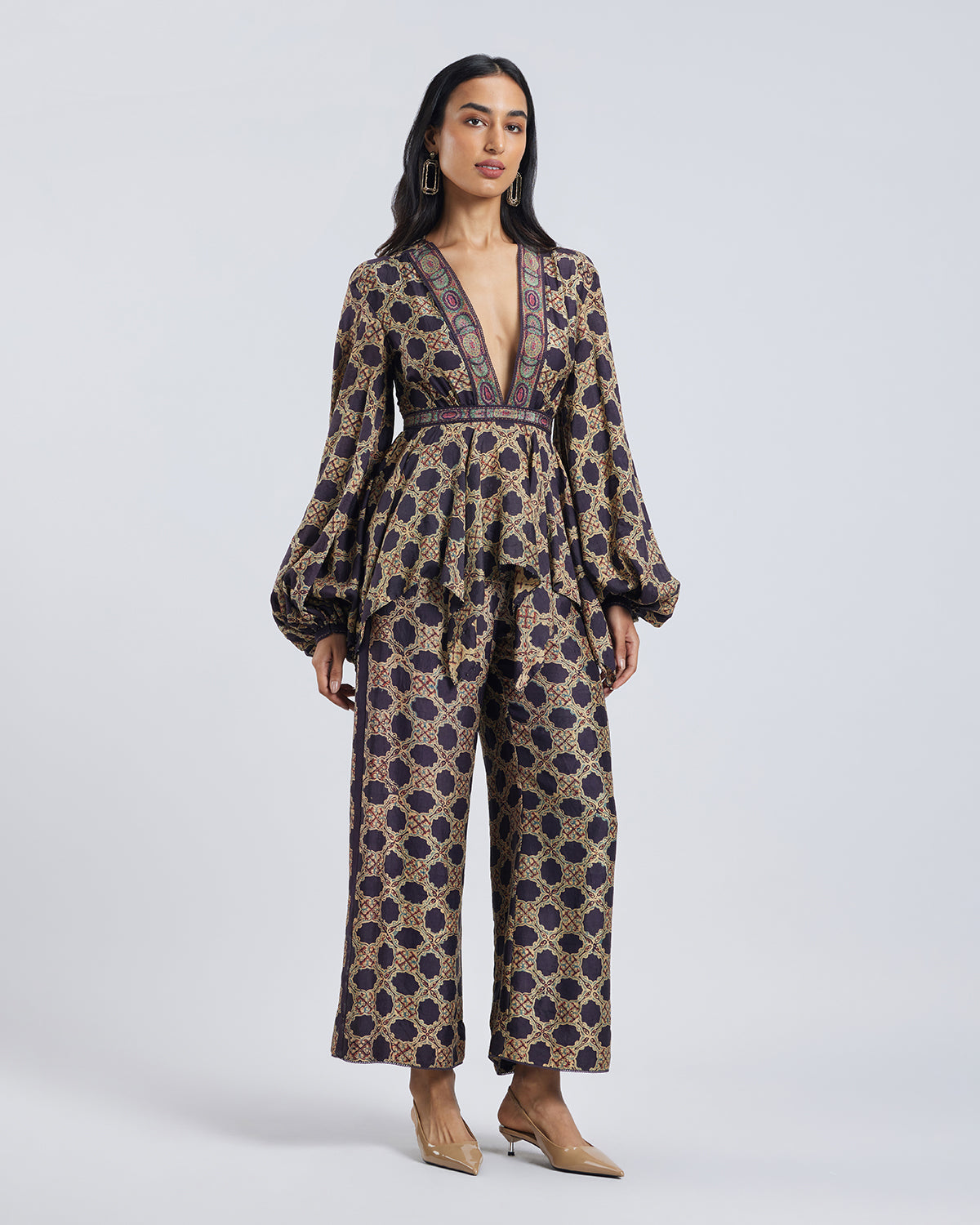 Ajrakh Print Maya Silk Top