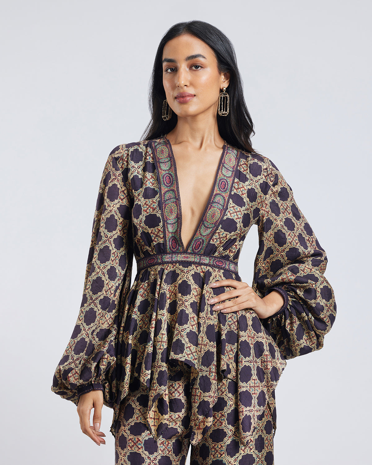 Ajrakh Print Maya Silk Top