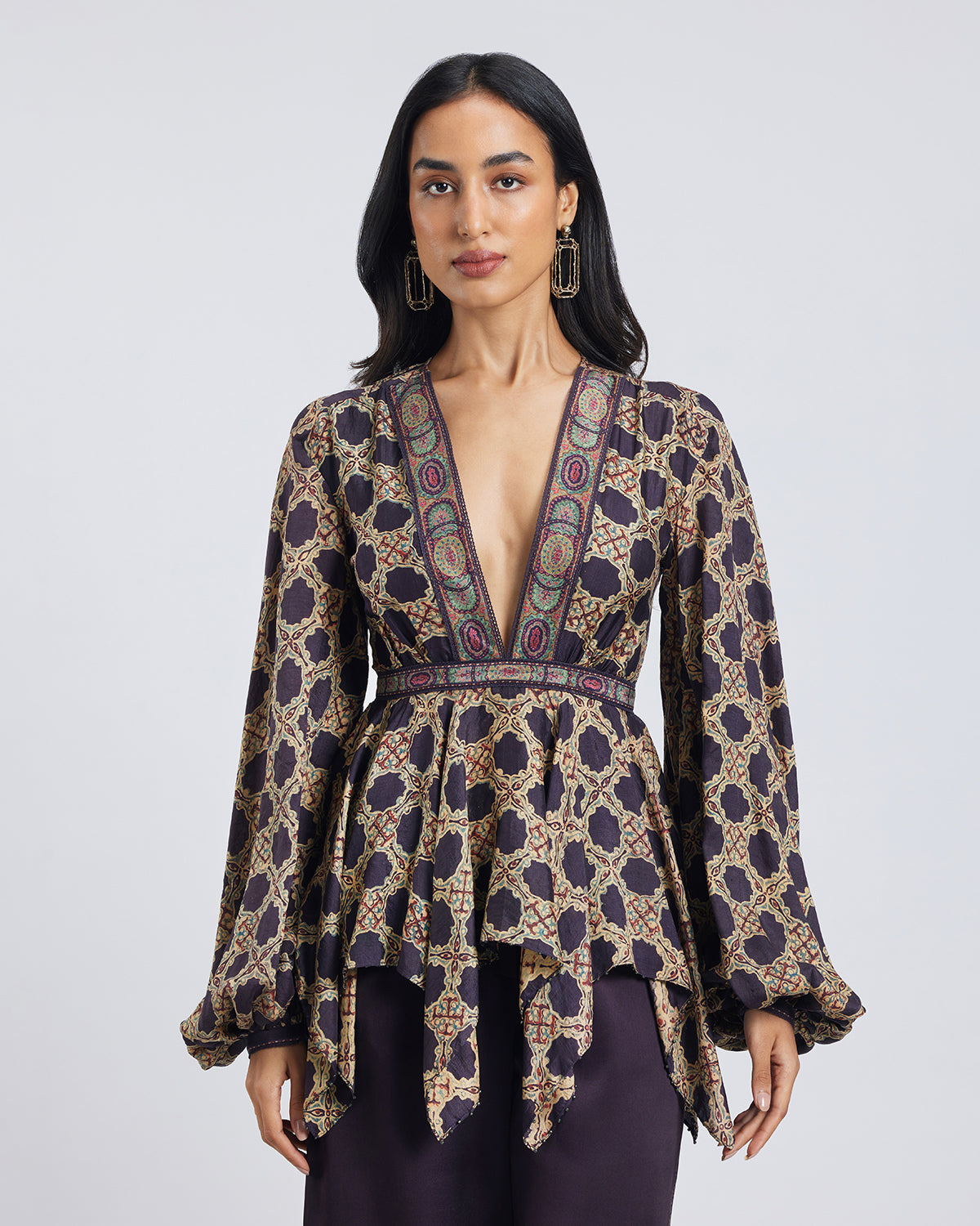 Ajrakh Print Maya Silk Top