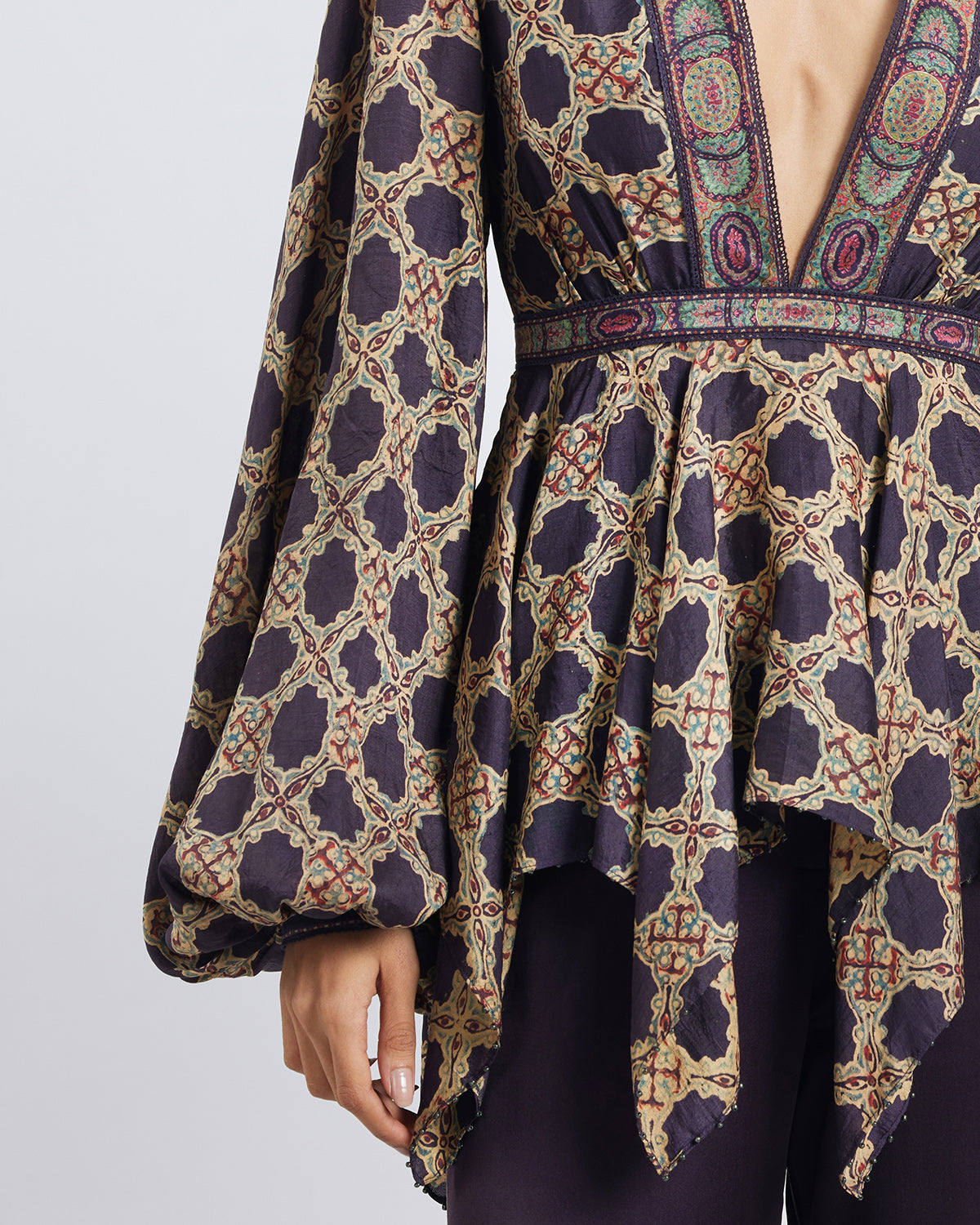 Ajrakh Print Maya Silk Top