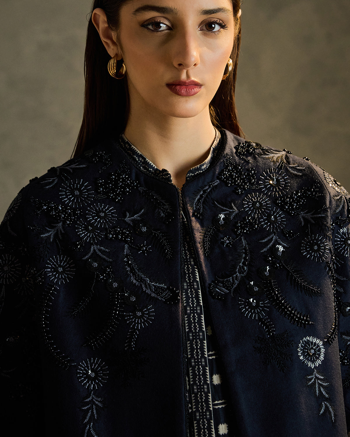 Flora Embroidered Woolen Shrug