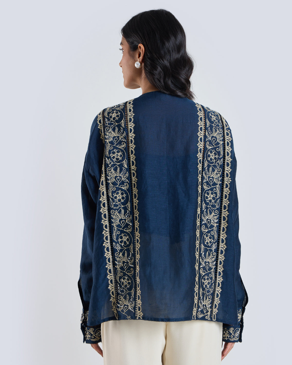 Evelyn Navy Embroidered Shirt