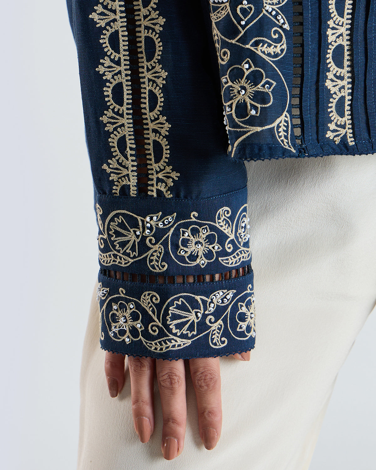Evelyn Navy Embroidered Shirt