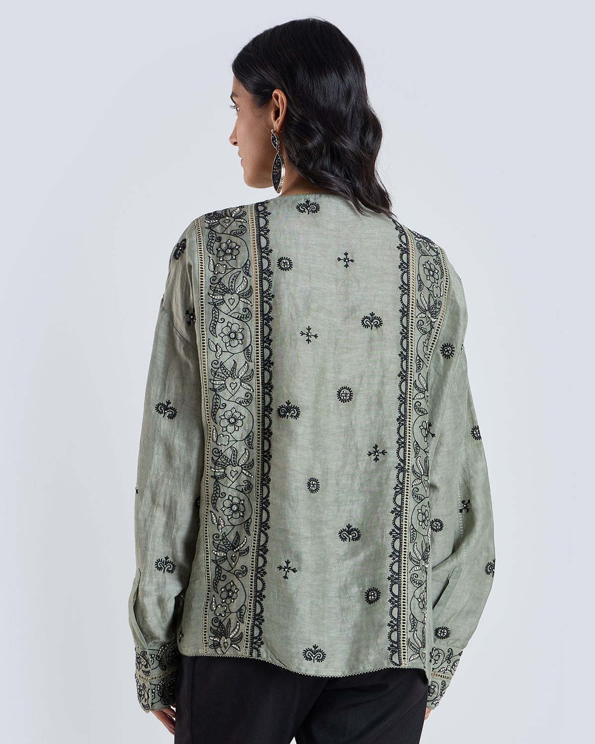 Evelyn Sage Embroidered Shirt