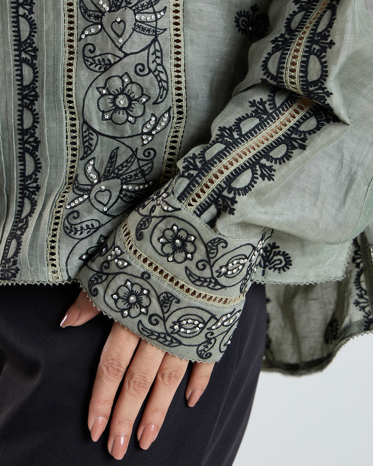 Evelyn Sage Embroidered Shirt