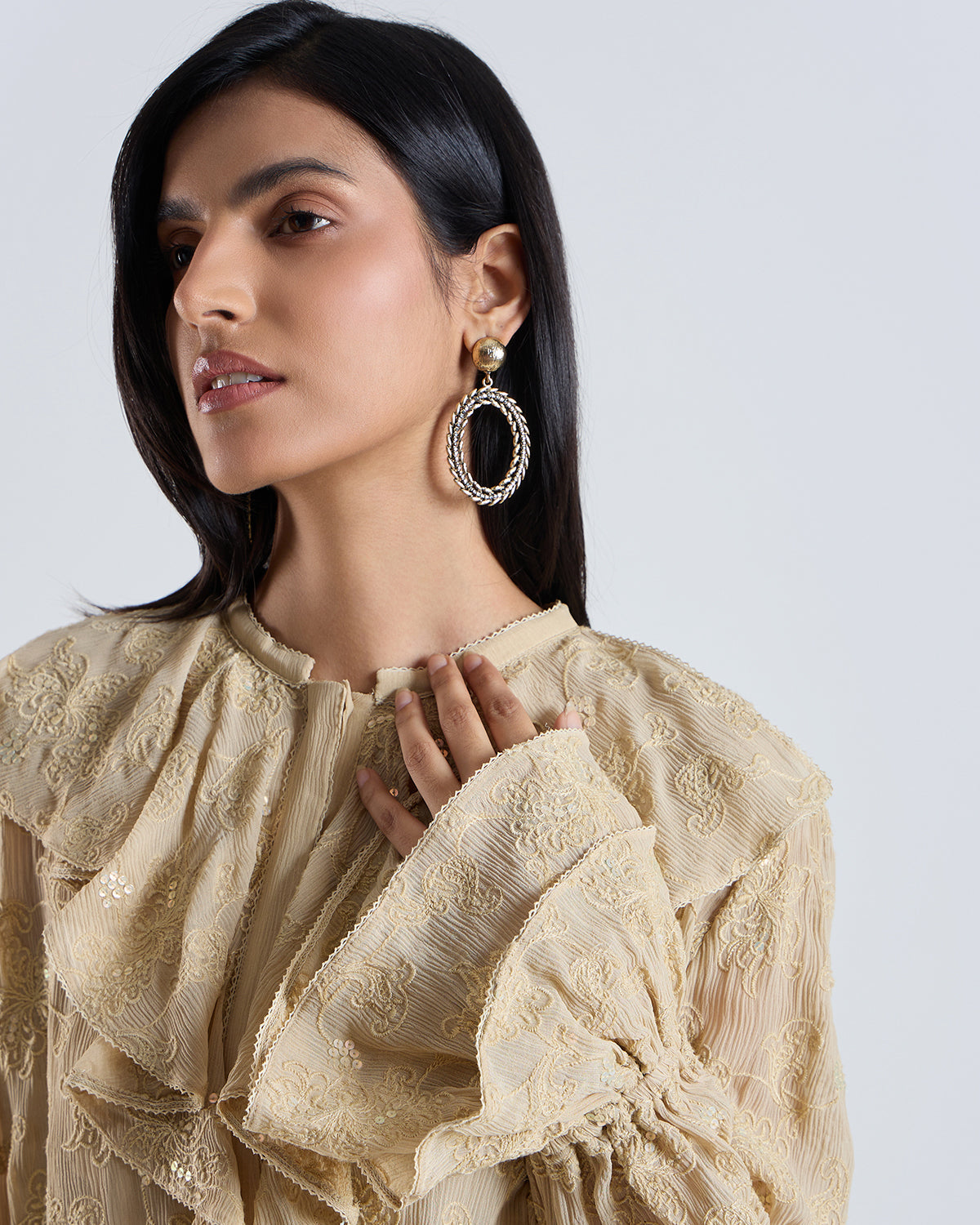 SOLEIL BEIGE EMBROIDERED BLOUSE