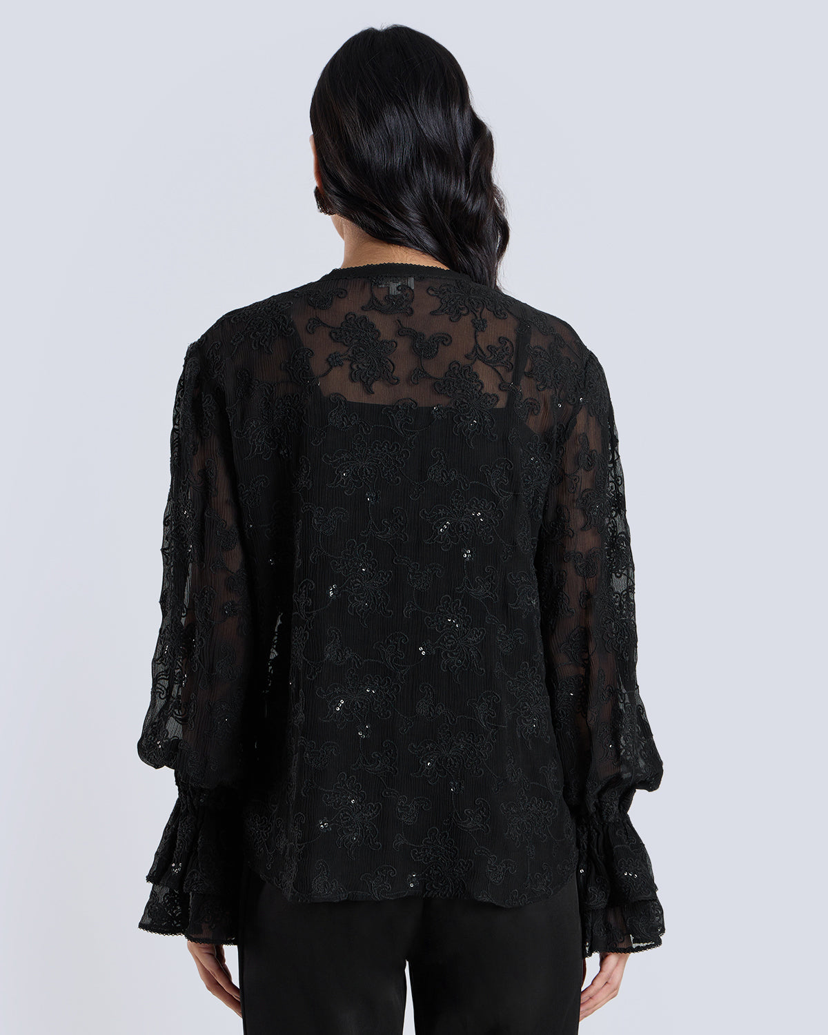 Soleil Black Embroidered Blouse