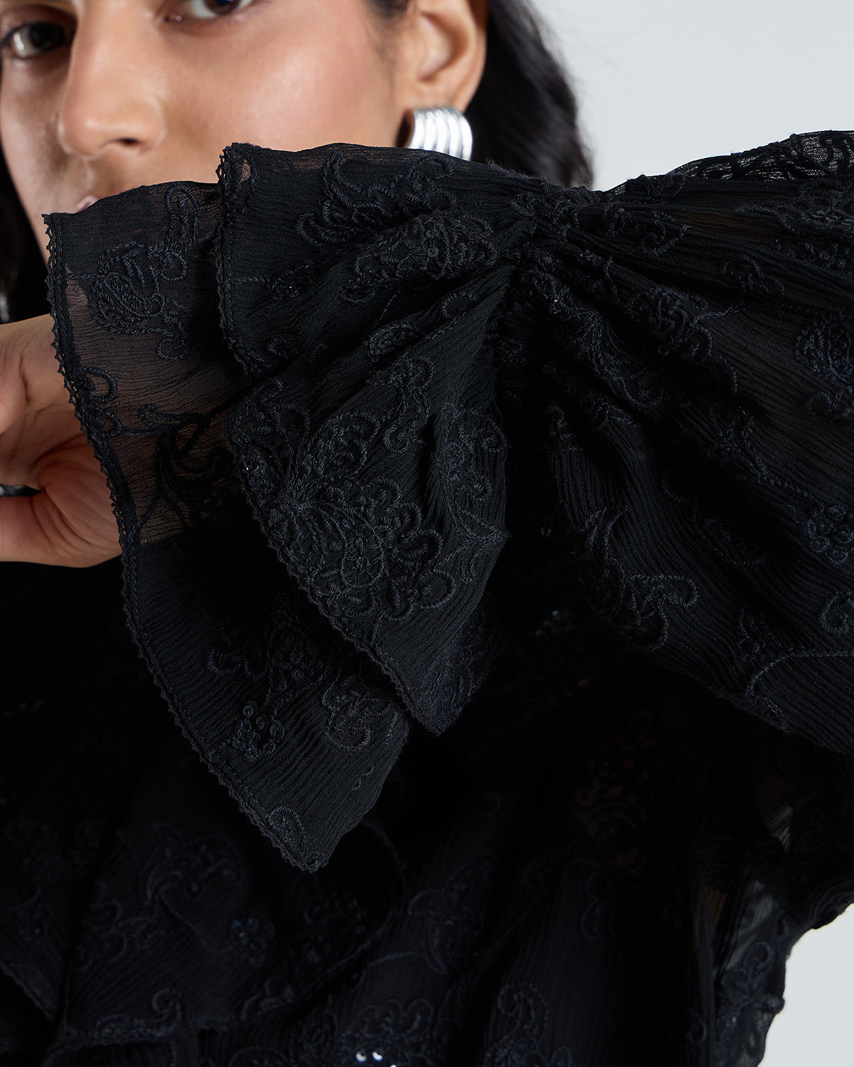 Soleil Black Embroidered Blouse