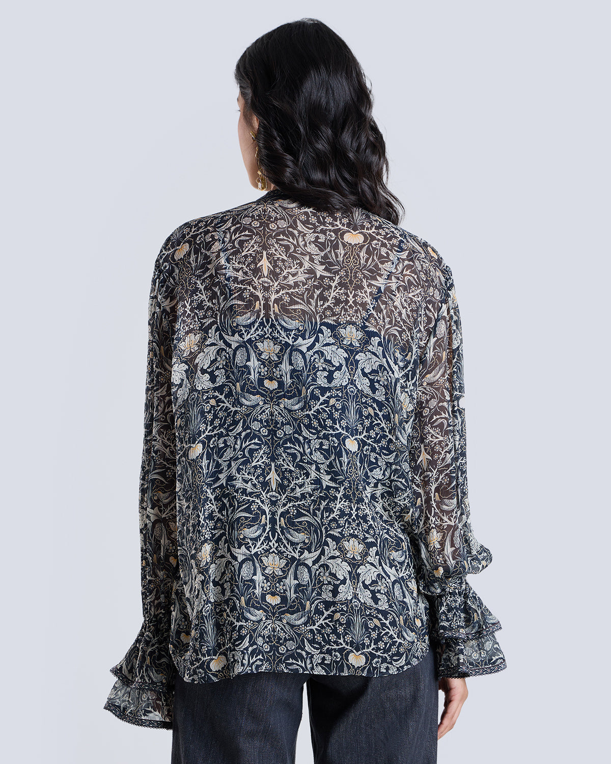 Soleil Navy Printed Blouse
