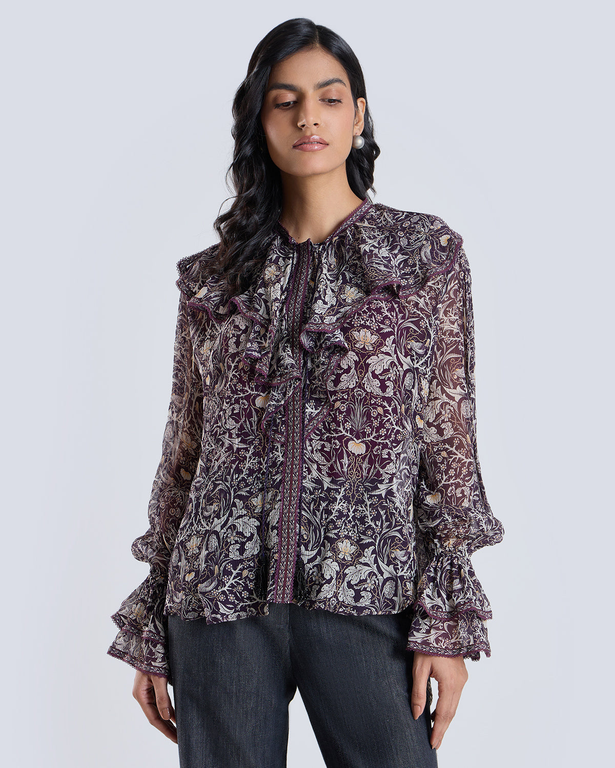 Soleil Wine Printed Blouse