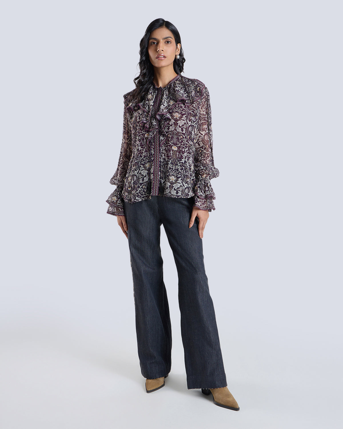 Soleil Wine Printed Blouse