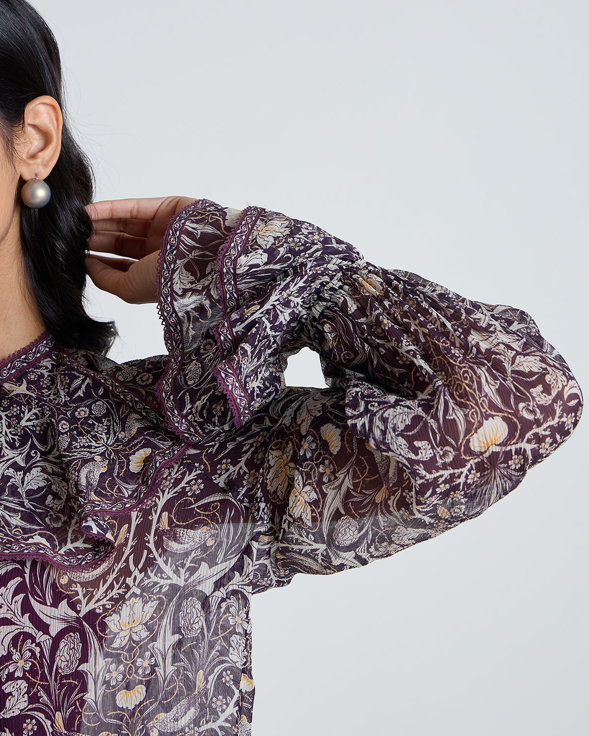 Soleil Wine Printed Blouse