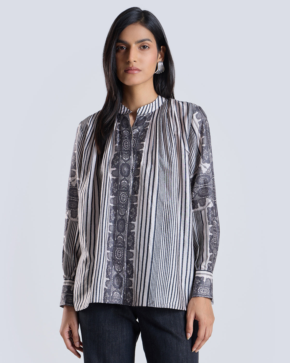 Elyssia Scarf Print Blouse
