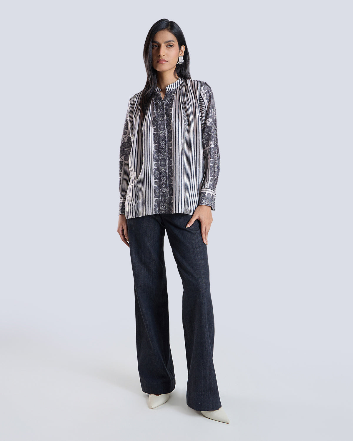 Elyssia Scarf Print Blouse