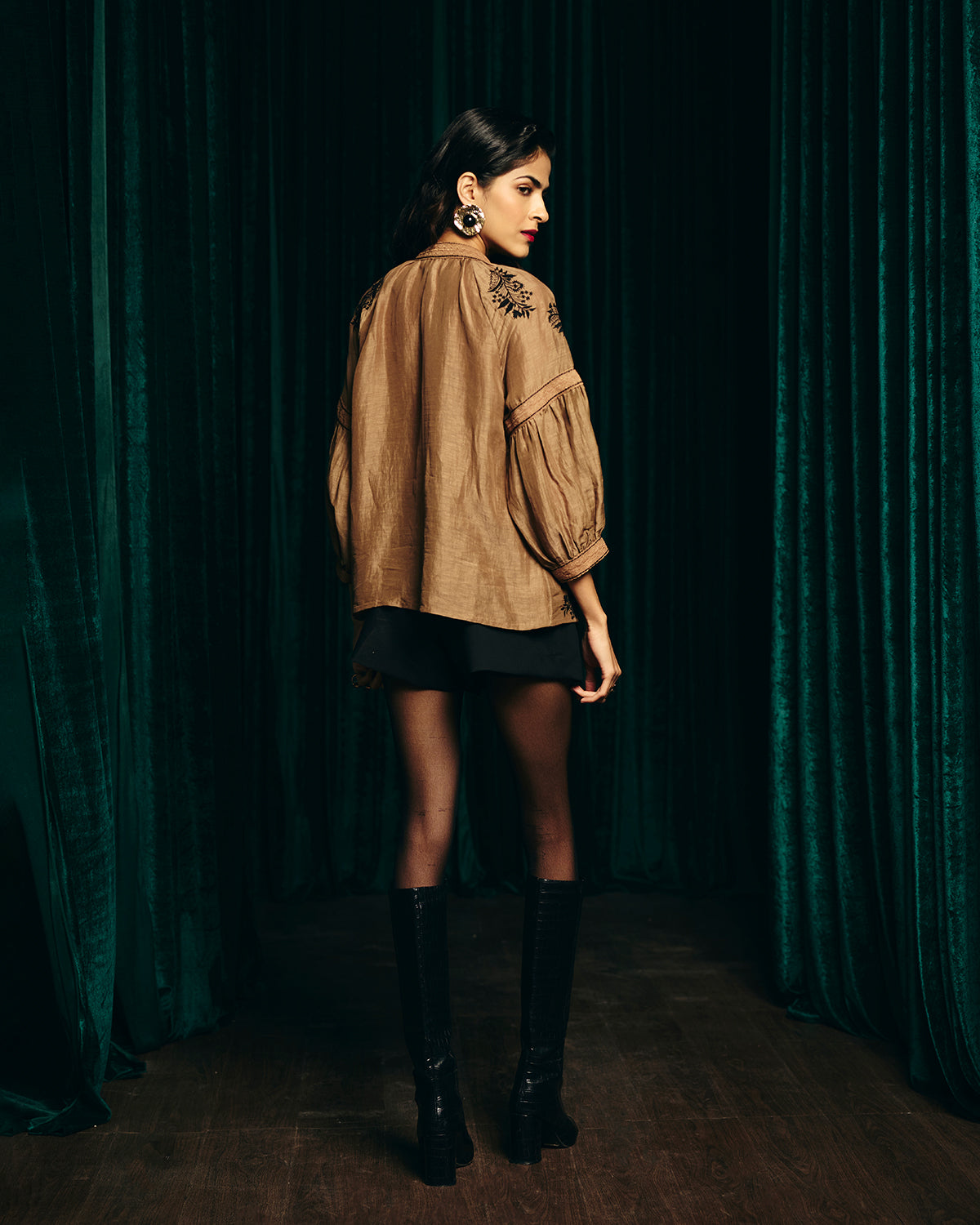 Camilla Brown Embroidered Blouse