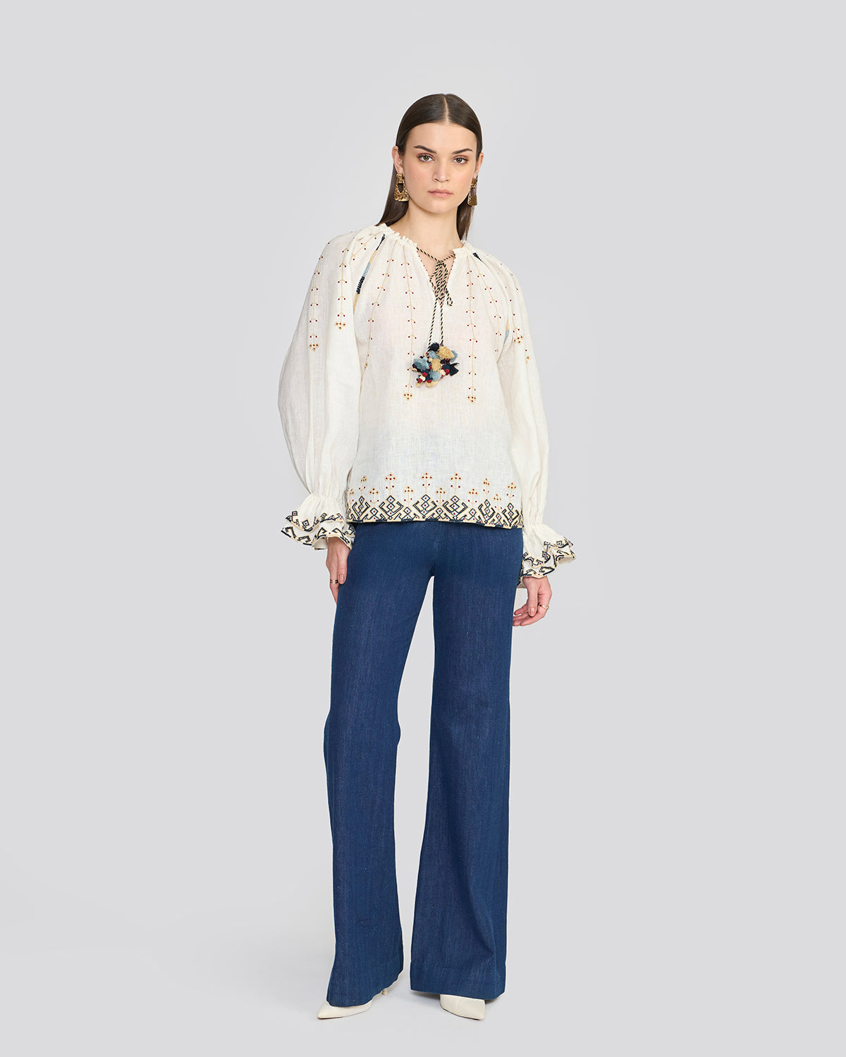 Chelsea Porcelain White Embroidered Top
