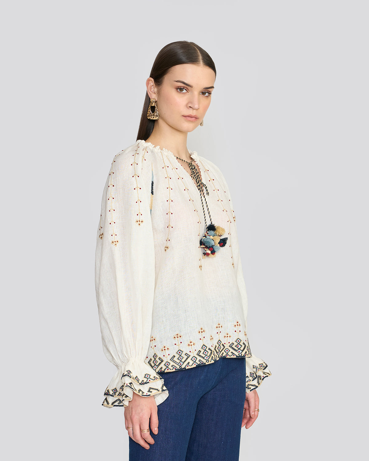 Chelsea Porcelain White Embroidered Top