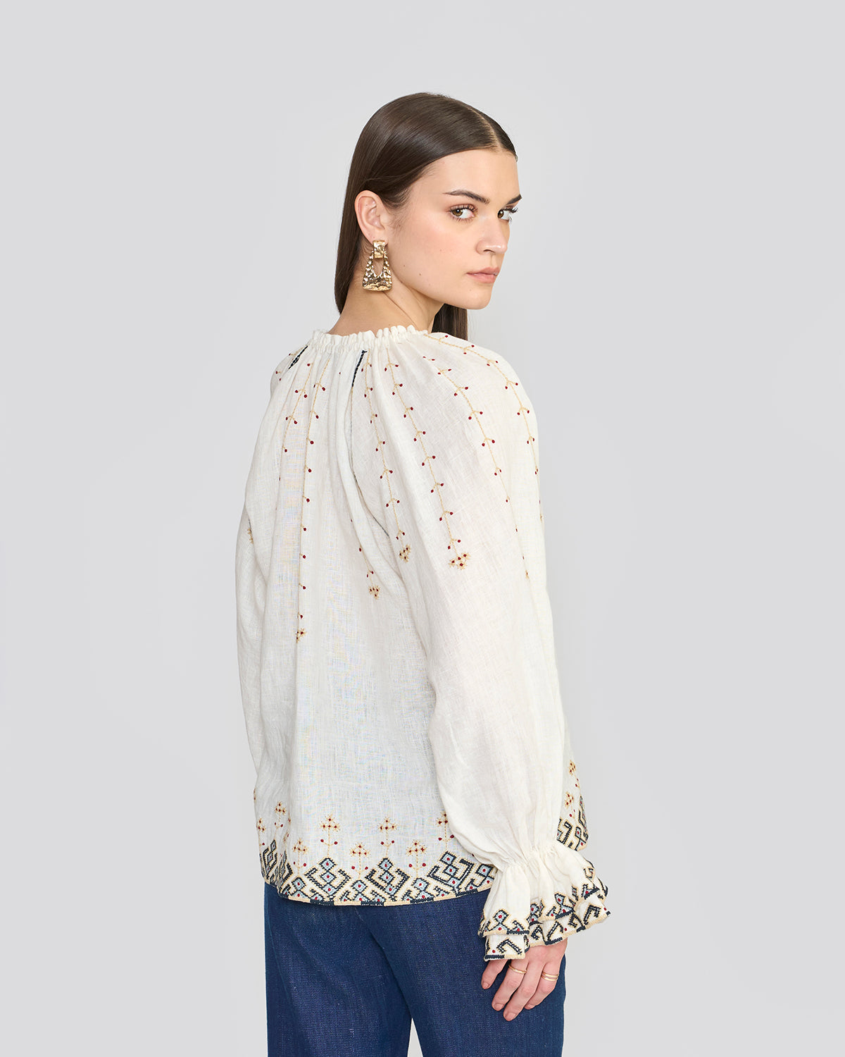 Chelsea Porcelain White Embroidered Top