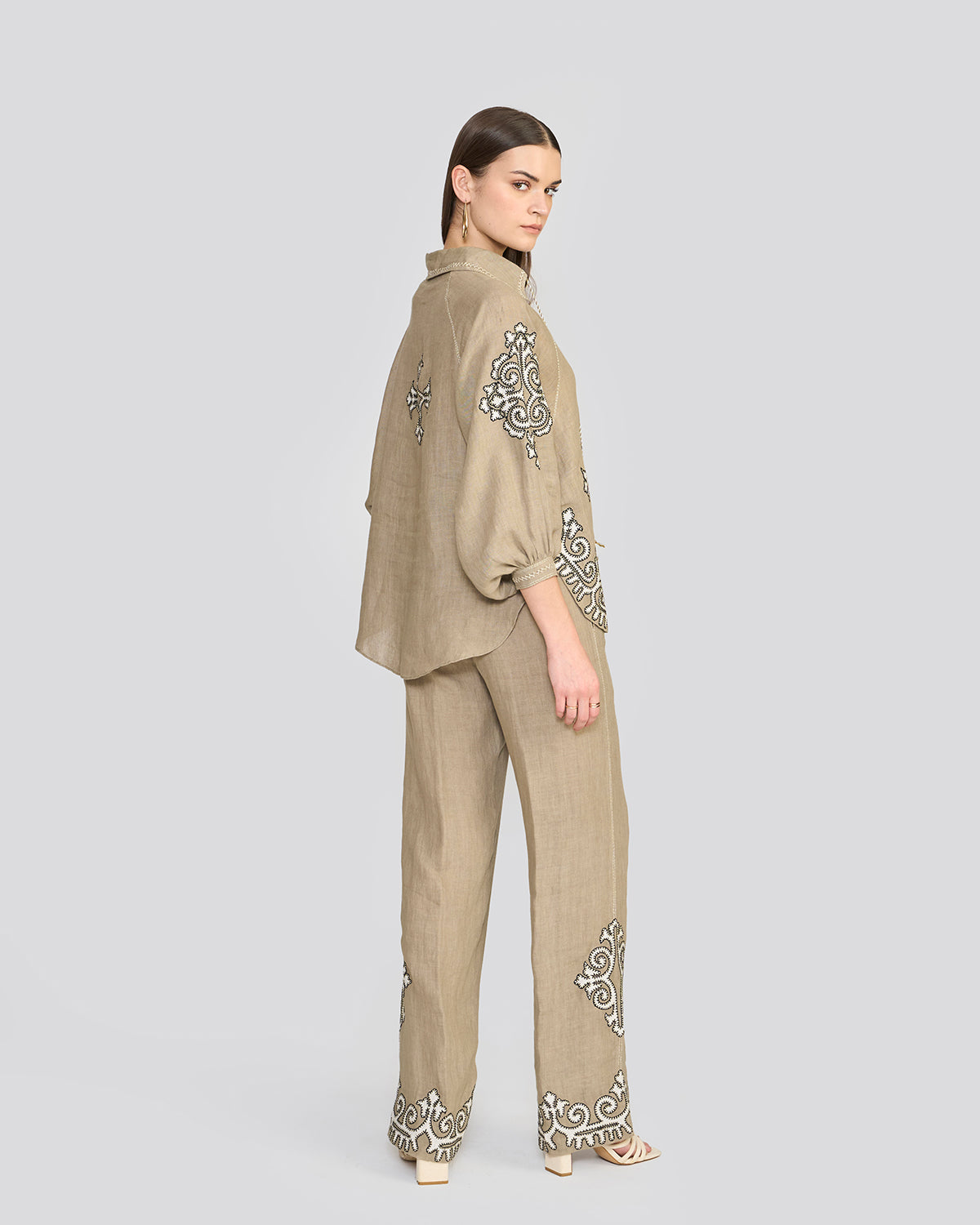 Raya Sage Green Embroidered Top