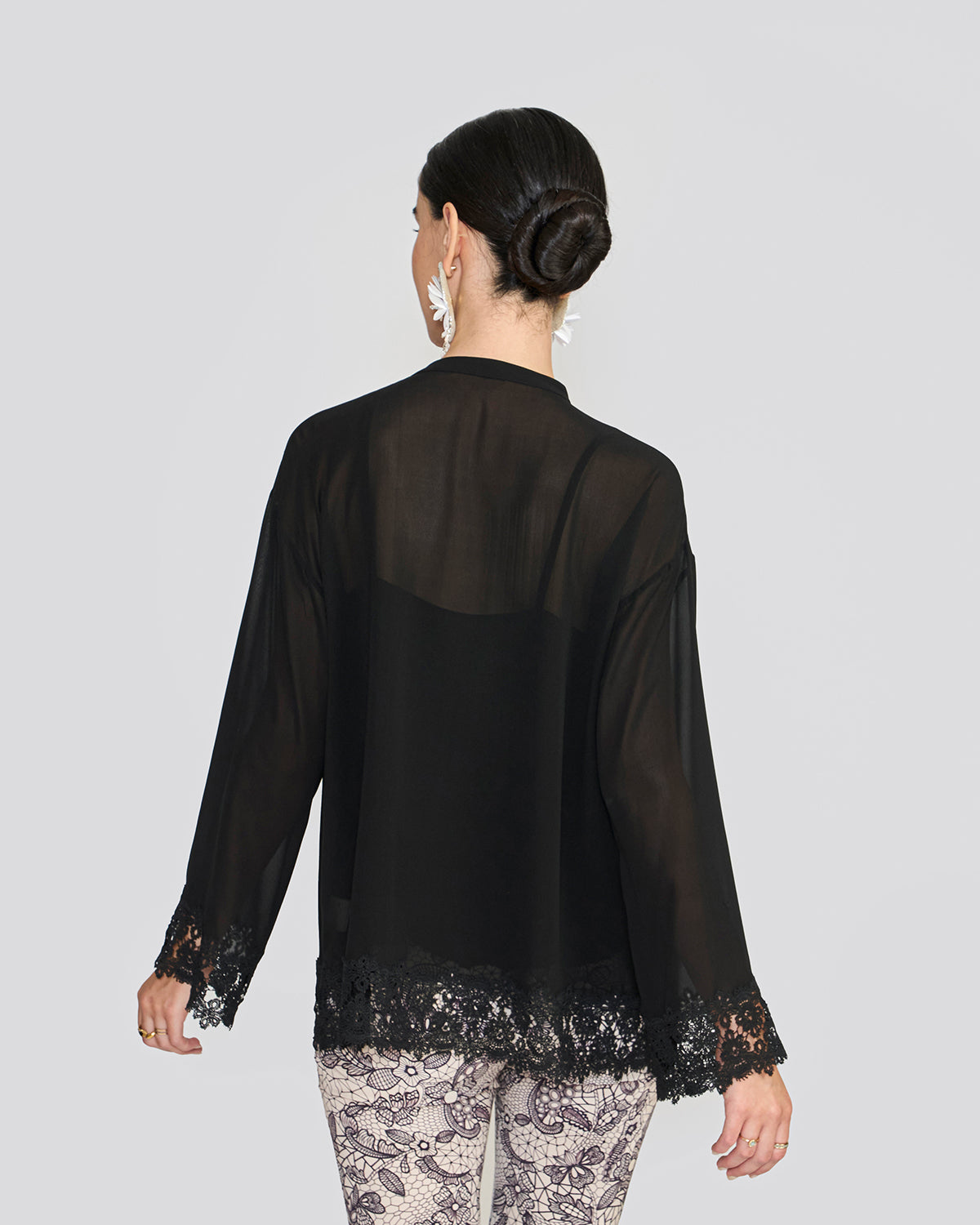 Amalia Natural Black Pintuck Top
