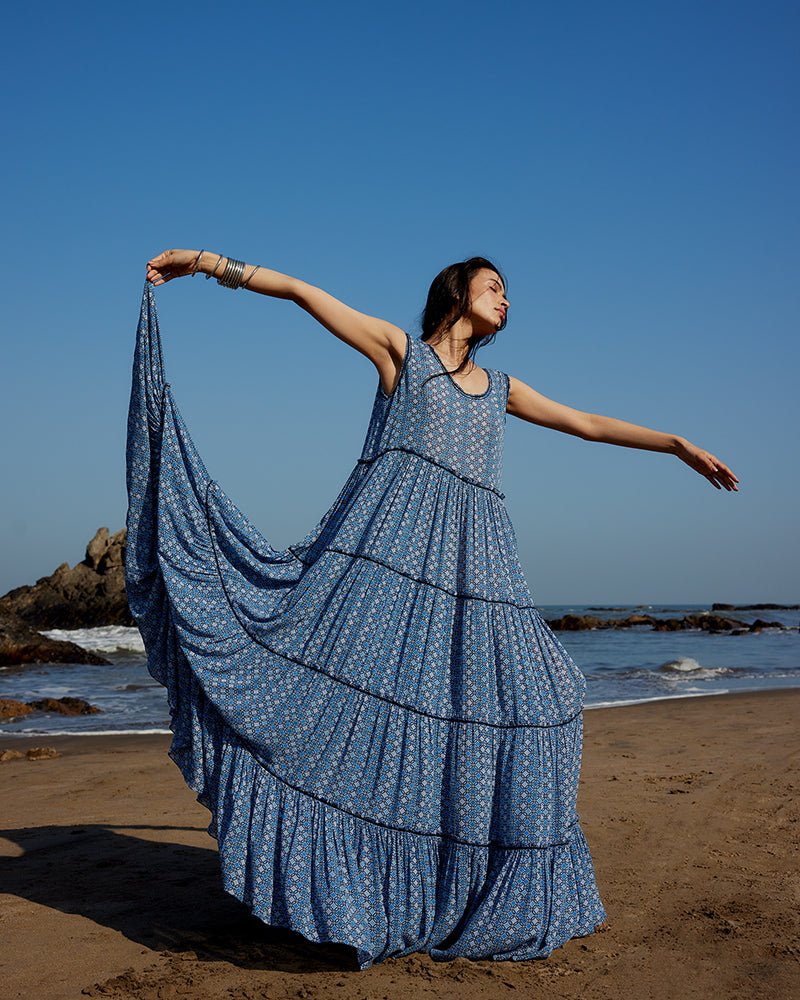 Geo Print Silk Georgette Maxi DressProduct DescriptionWith print patchwork inspired by folk geometric patterns, this panelled maxi dress is how we’ve reimagined Talitha’s signature bohemian language. DressesGeo Print Silk Georgette Maxi Dress
