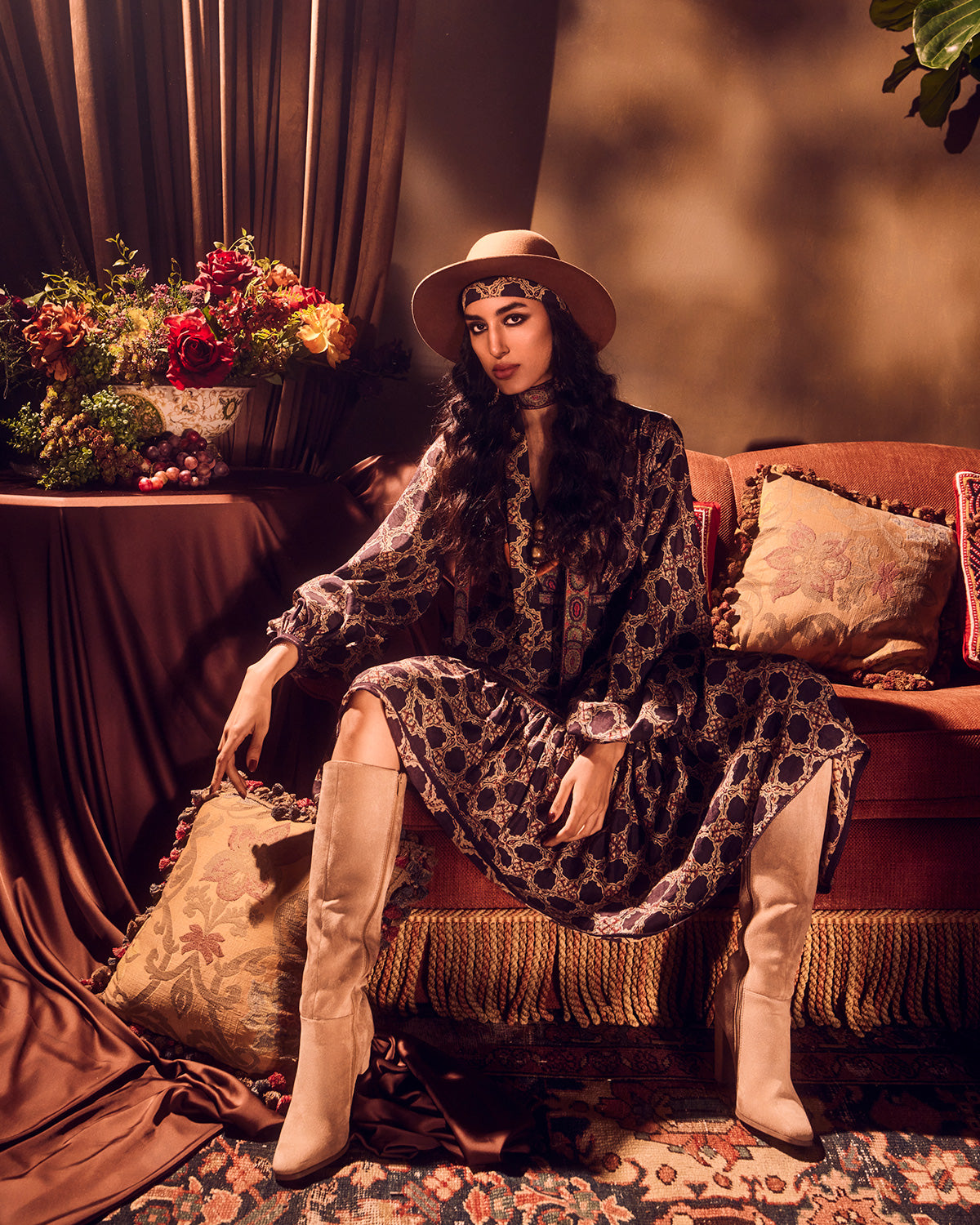 ajrakh silk dress Dual printed Ajrakh silk dress