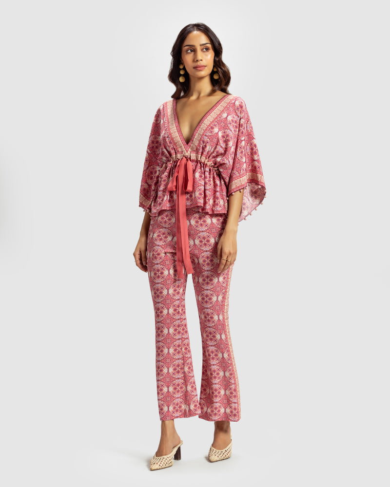 Pink Marissa Print Silk Crepe TopProduct DescriptionOur silk crepe top is a testament to our endeavour to revive Talitha’s signature bohemian language. The garment features print inspired by folk geTopsPink Marissa Print Silk Crepe Top