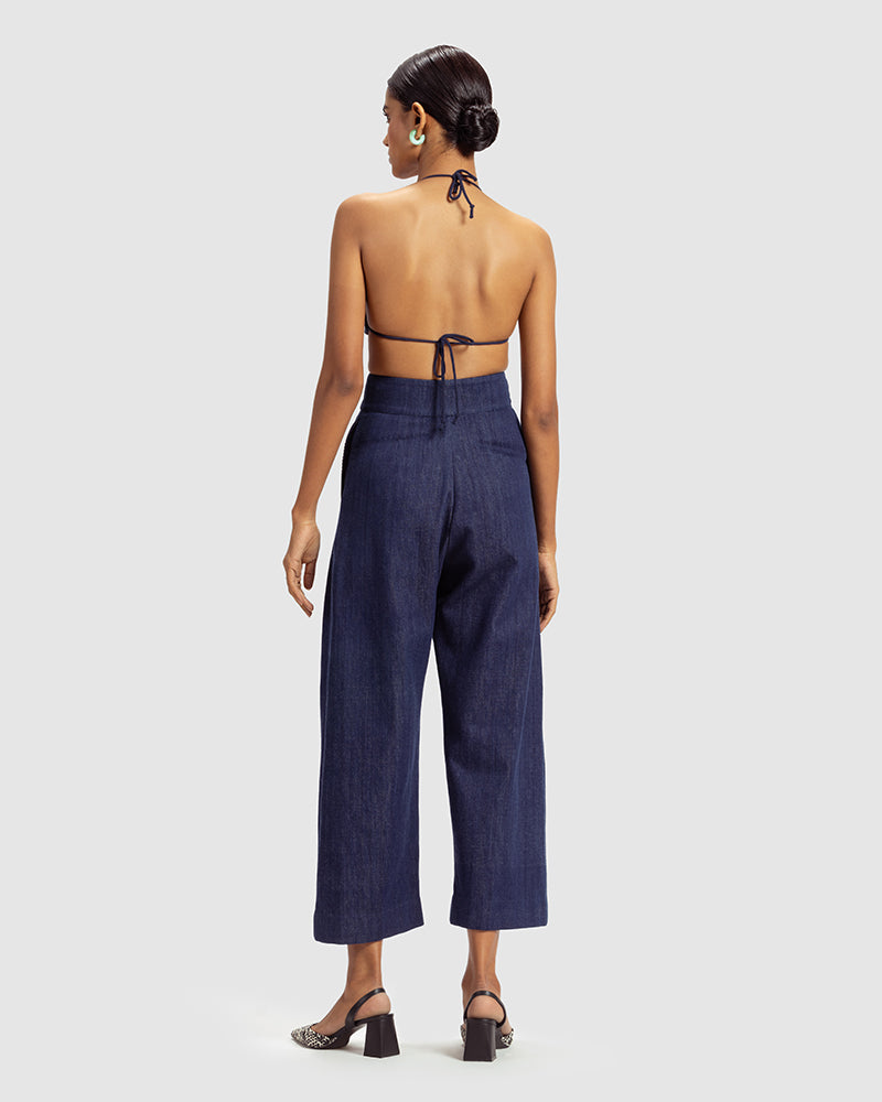 Handwoven Pleat Front PantProduct DescriptionThese handwoven denim pants come in a relaxed fit, and feature pleats, a waistband with a two-button closure, a centre-front zipper closure, and sPantsHandwoven Pleat Front Pant