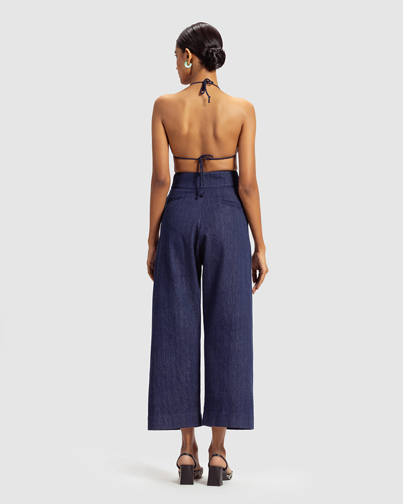 Handwoven Pleat Front PantProduct DescriptionThese handwoven denim pants come in a relaxed fit, and feature pleats, a waistband with a two-button closure, a centre-front zipper closure, and sPantsHandwoven Pleat Front Pant