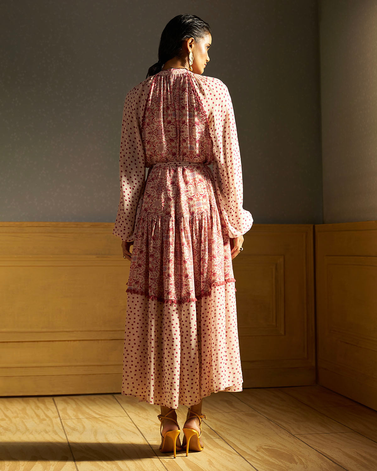 Ines printed drop-waist  midi dress