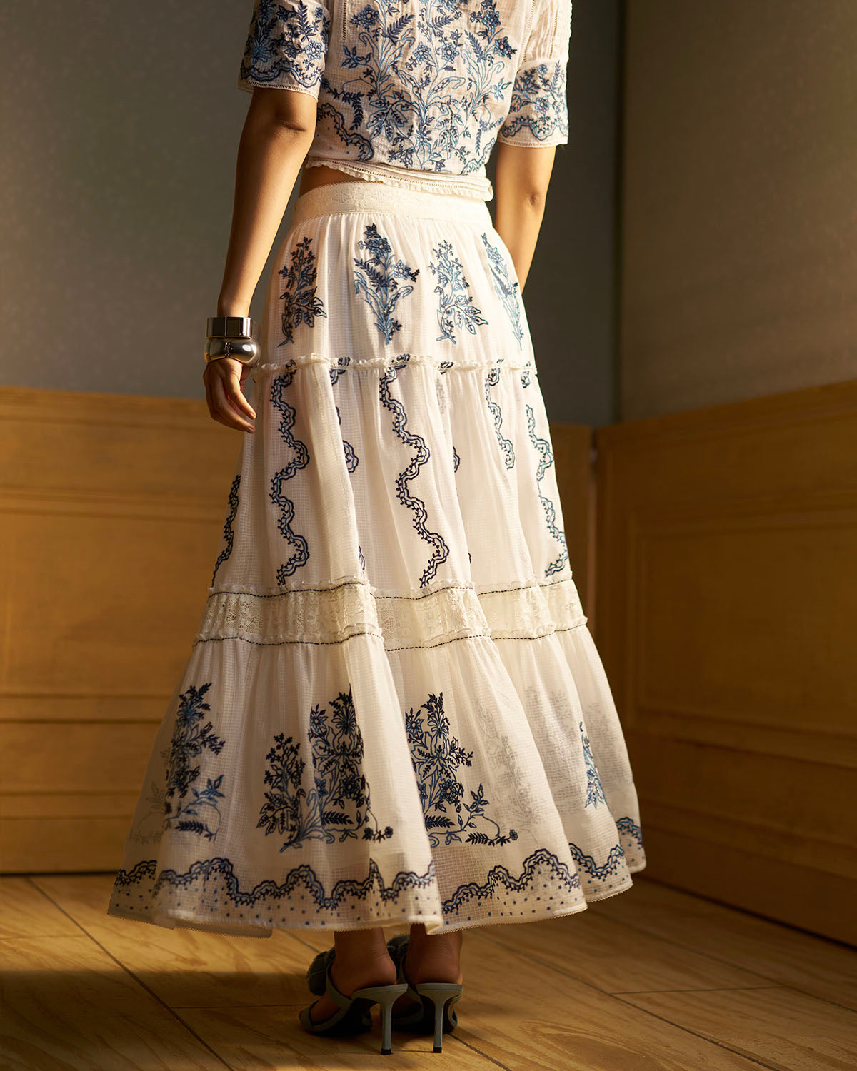 Mae Embroidered  tier skirt