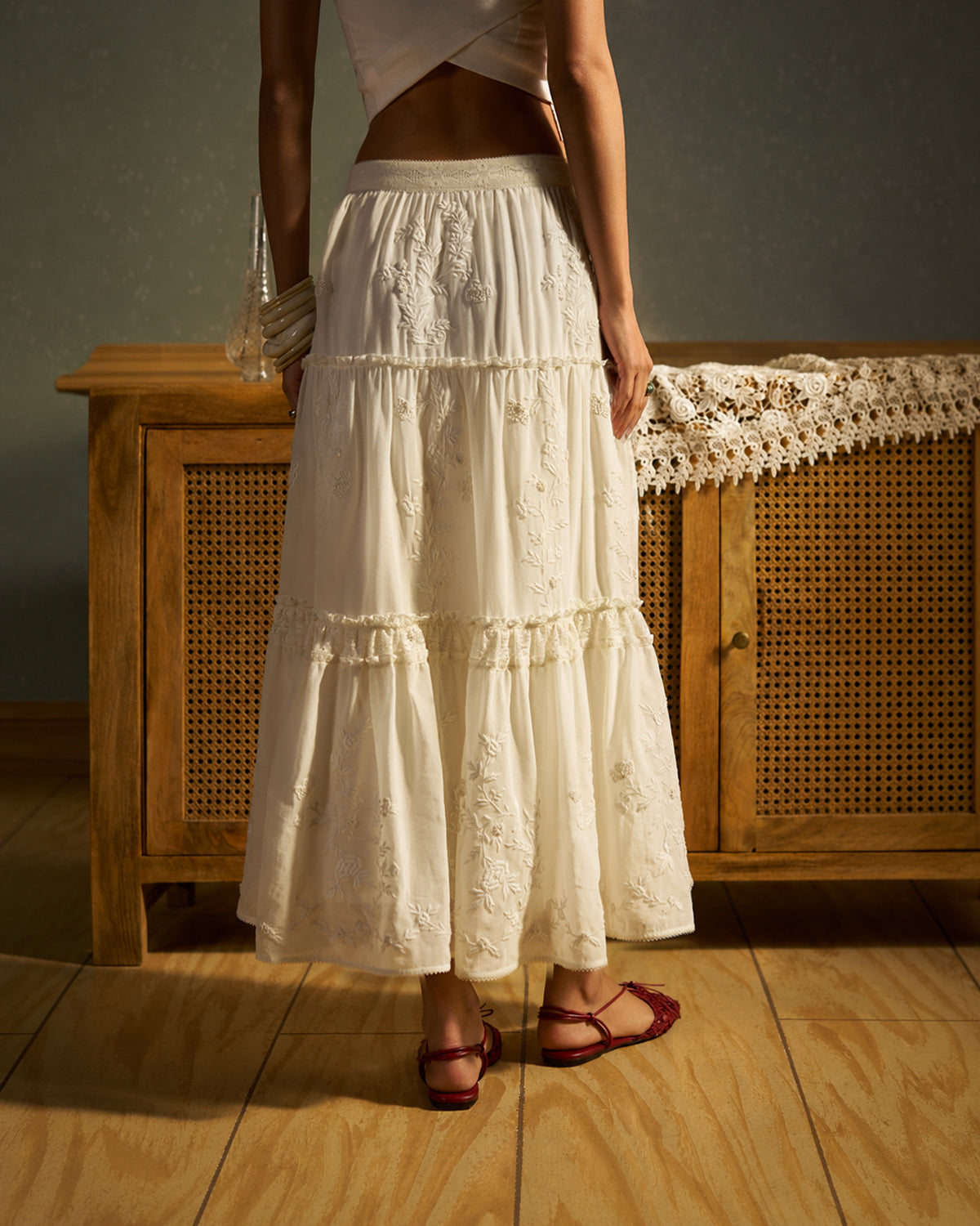 Mae Embroidered  tier skirt