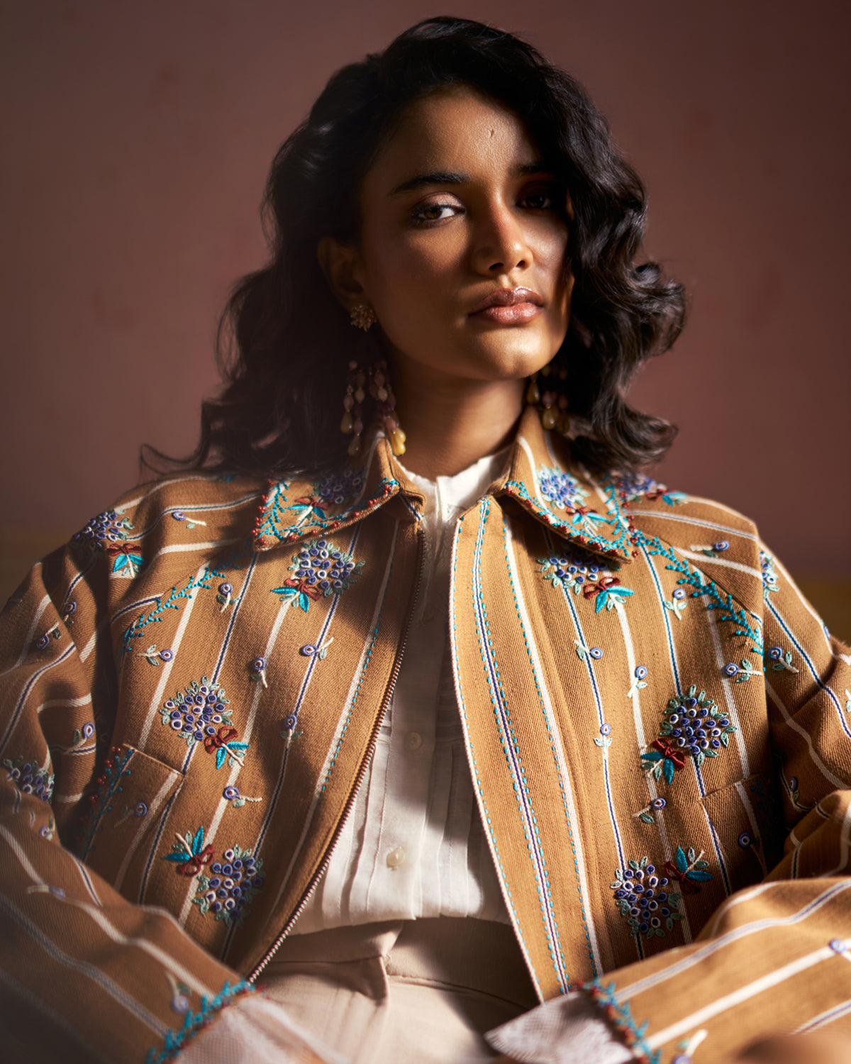 Bowen Hand embroiderd Stripe Denim jacket