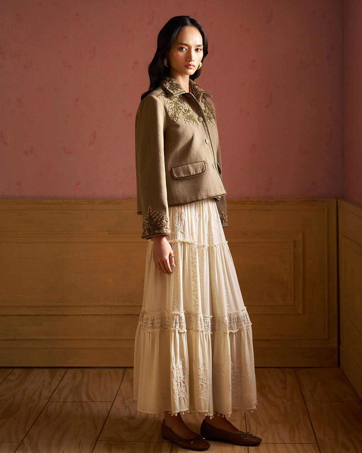 Lorena Embroidered  pleated volume Jacket