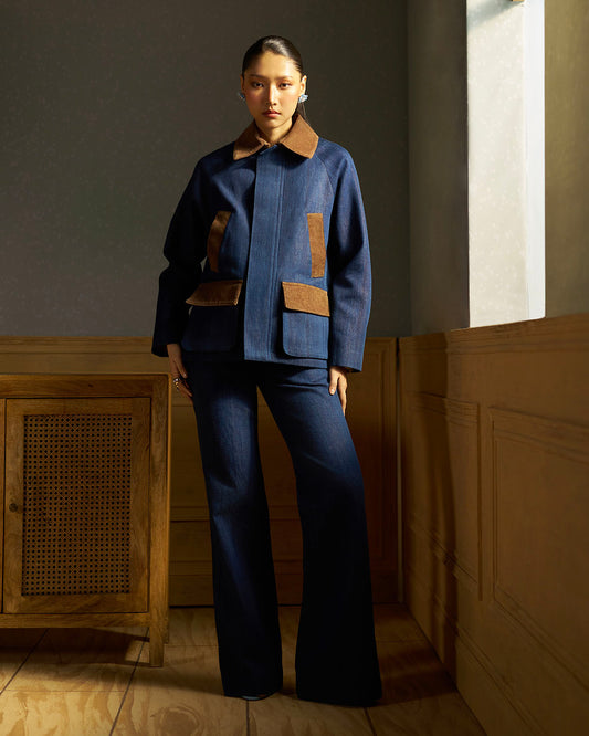 Bowen Cord-Collar  Denim Jacket
