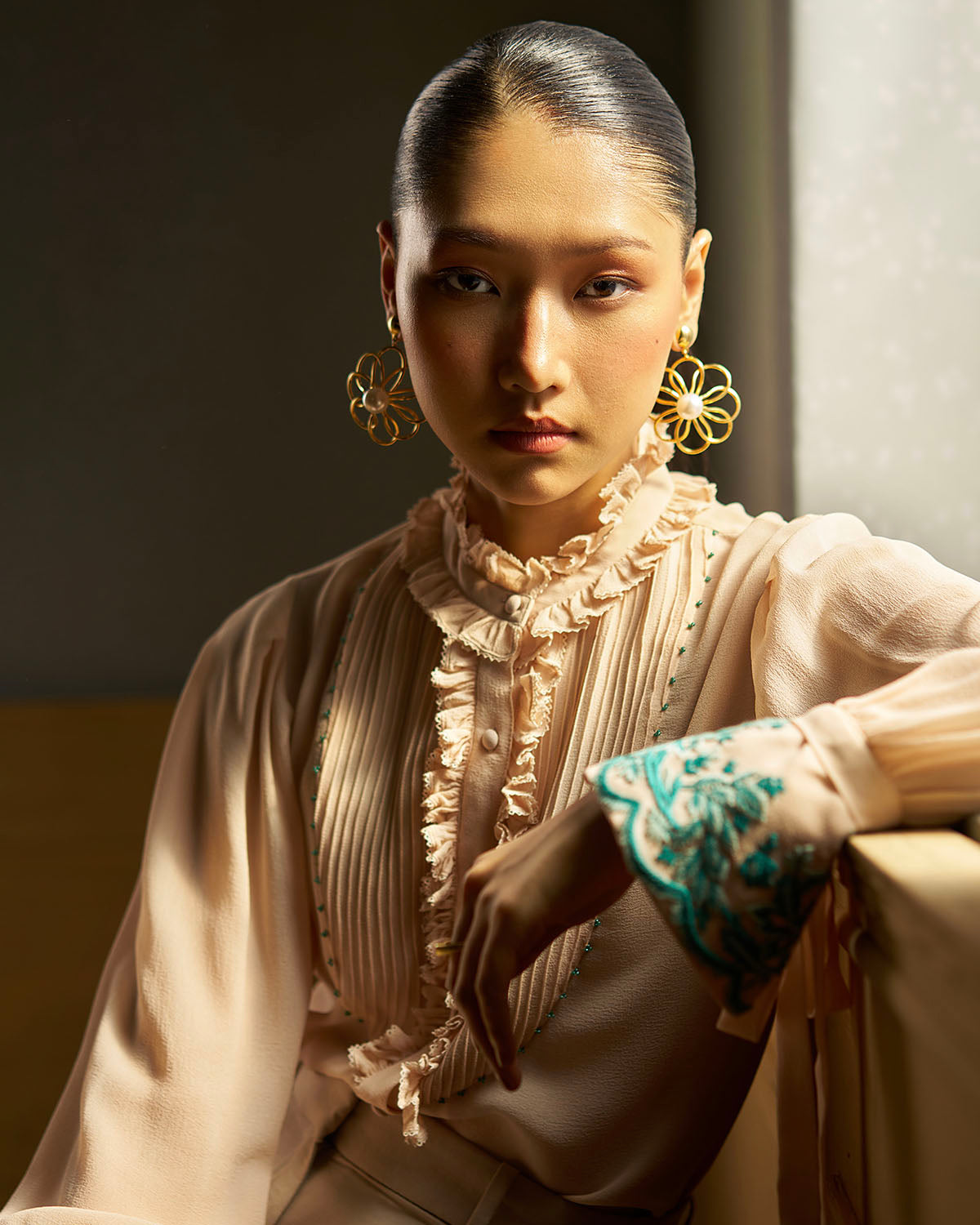 Olivia Hand  Embroidered Tie top