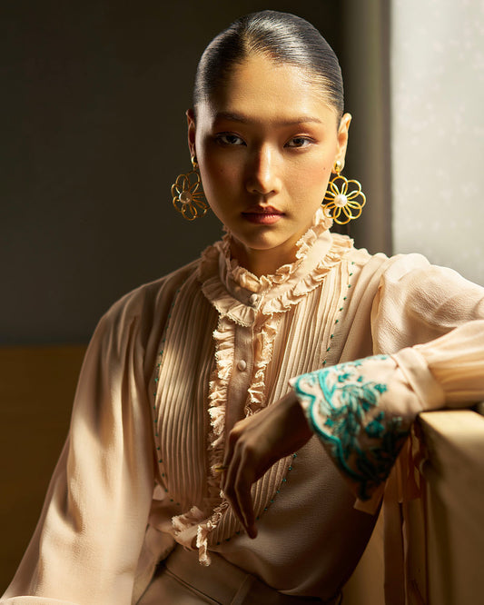 Olivia Hand  Embroidered Tie top