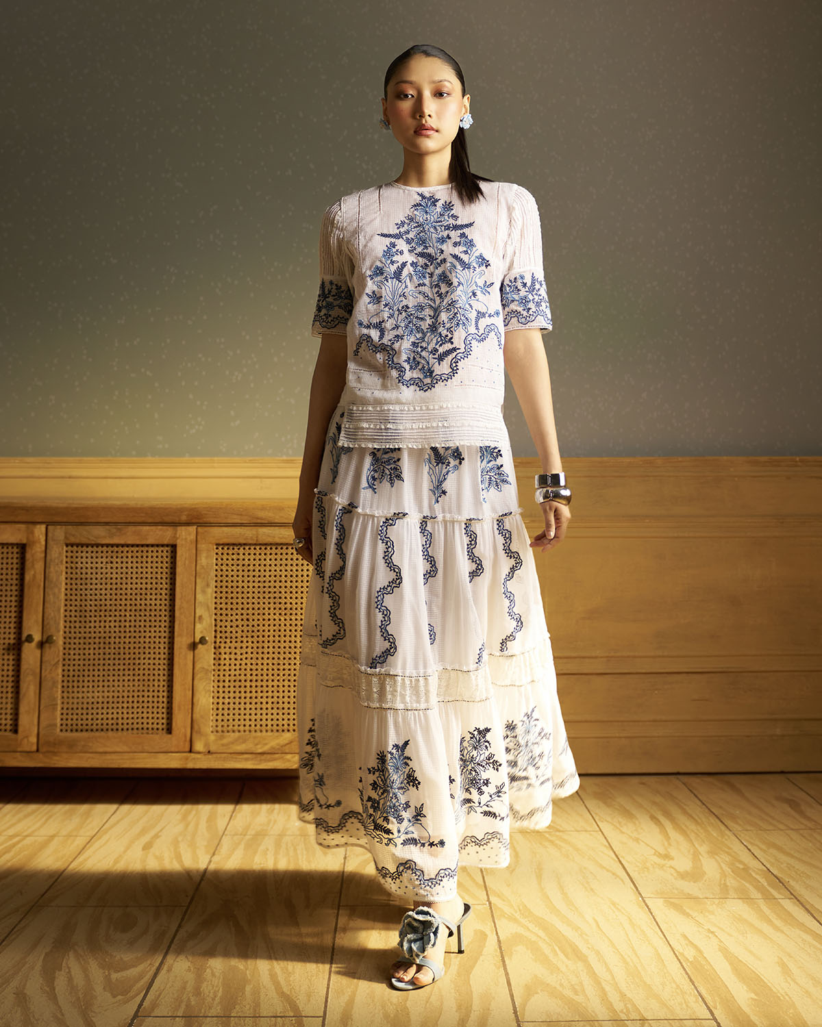 Mae Embroidered  tier skirt
