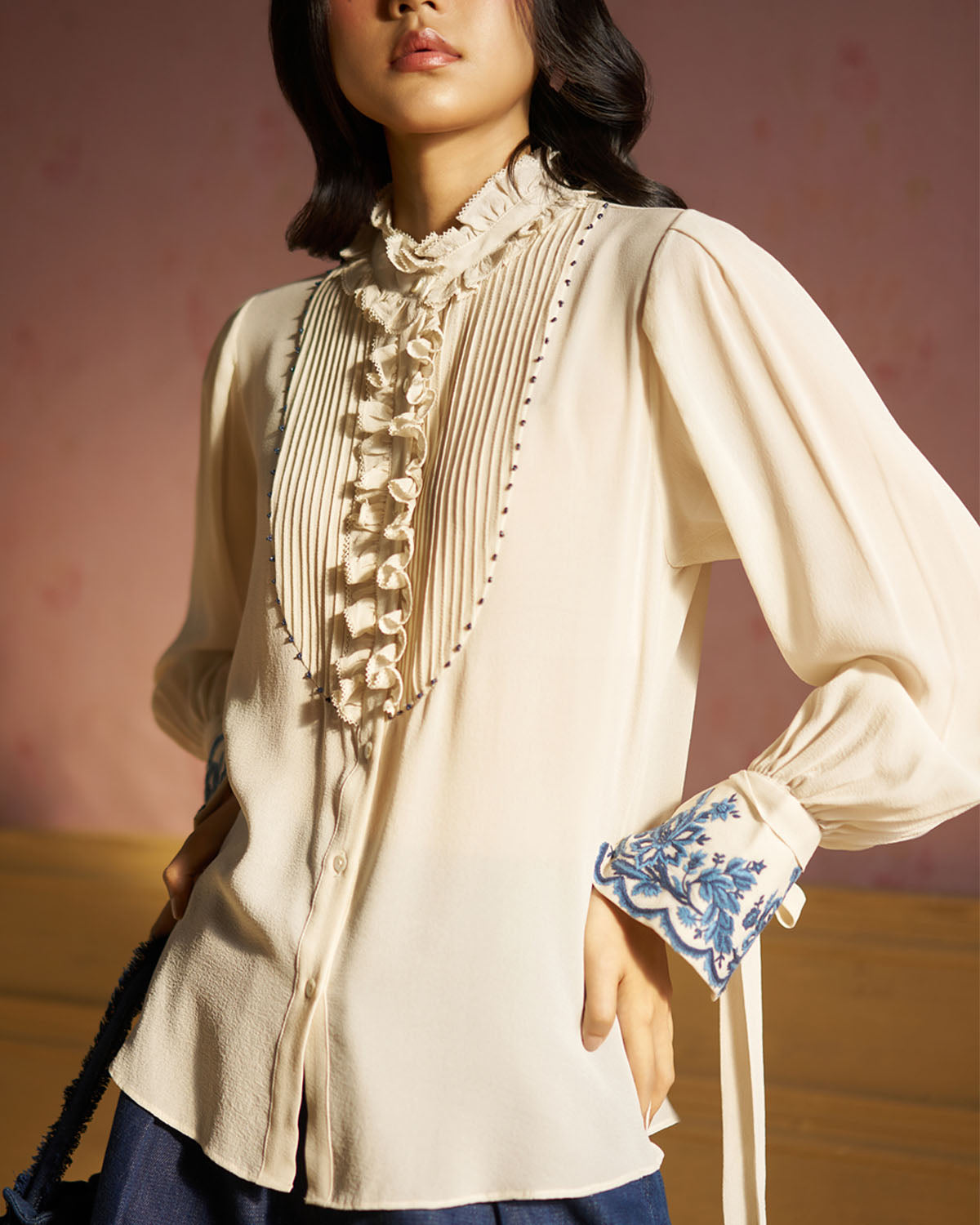 Olivia Hand  Embroidered Tie top