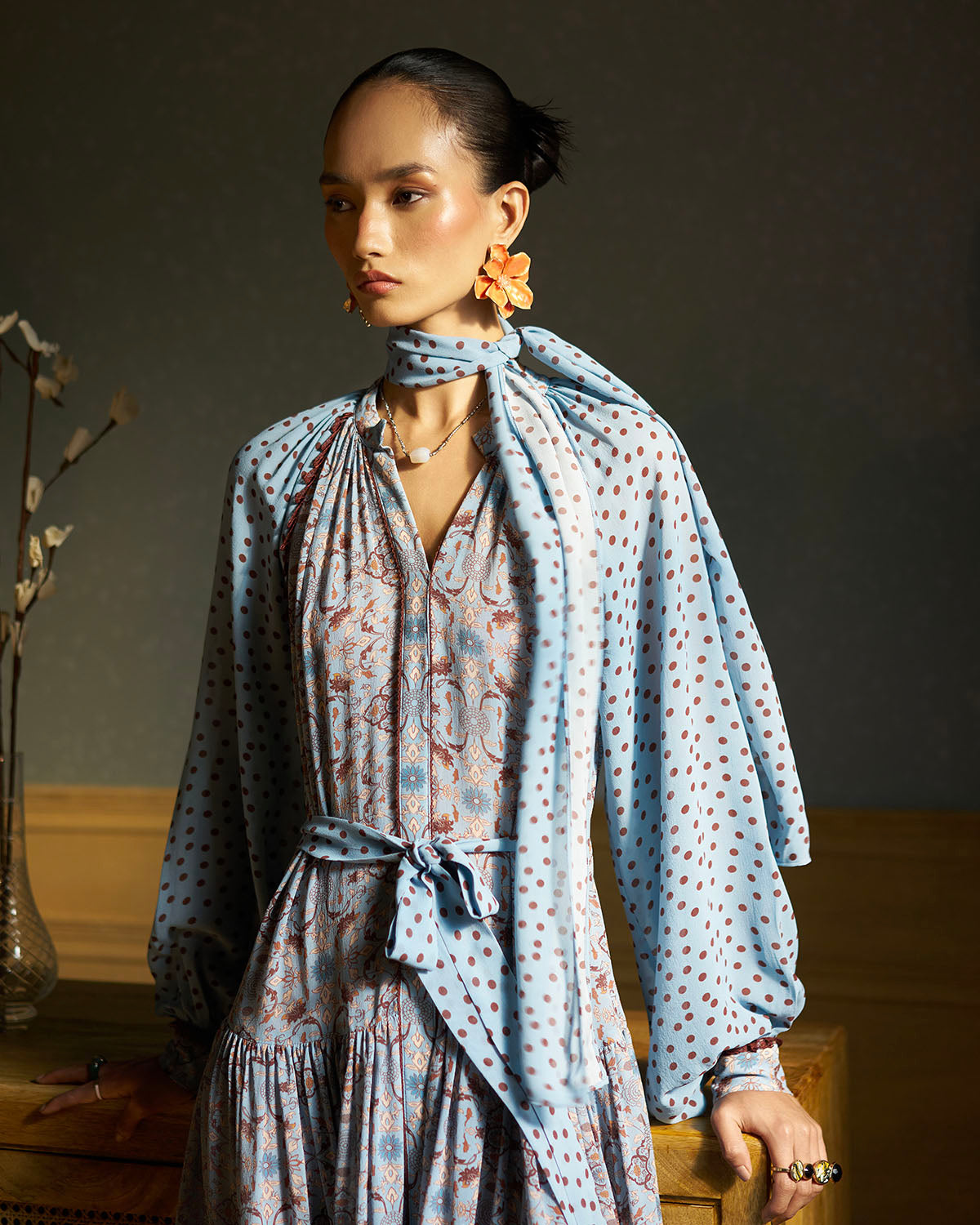 Ines printed drop-waist  midi dress