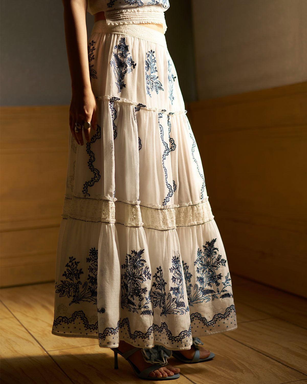Mae Embroidered  tier skirt