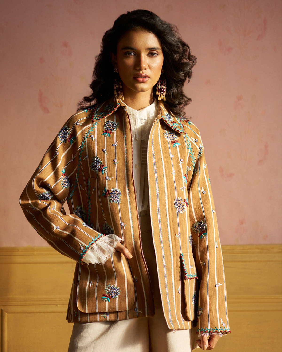 Bowen Hand embroiderd Stripe Denim jacket