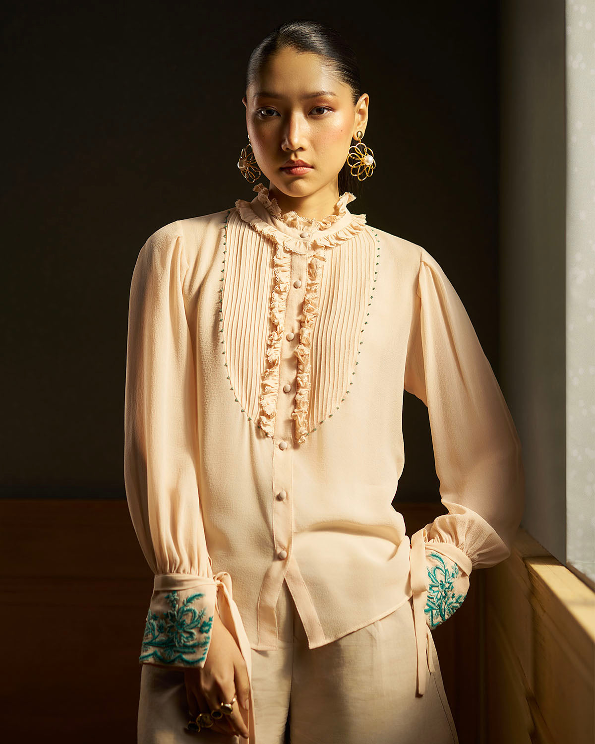 Olivia Hand  Embroidered Tie top