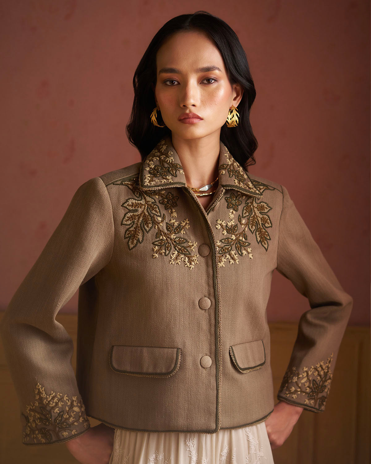 Lorena Embroidered  pleated volume Jacket