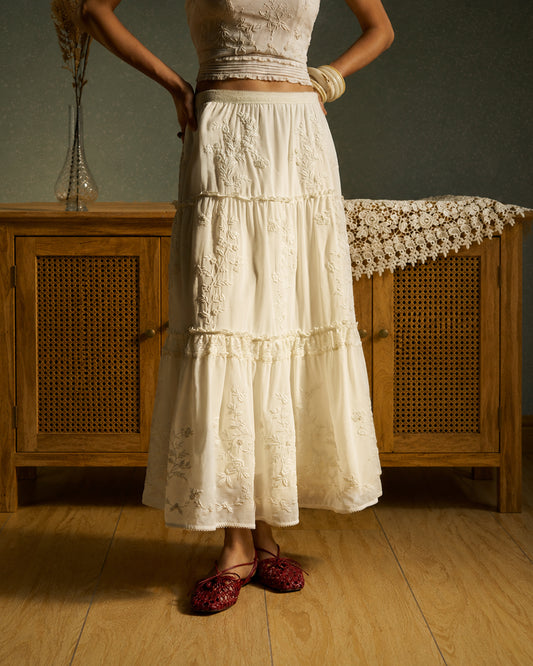 Mae Embroidered  tier skirt
