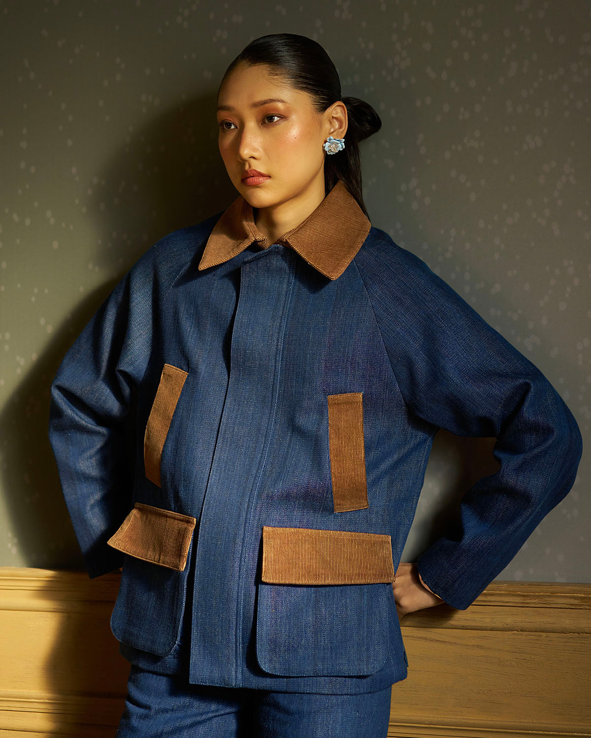 Bowen Cord-Collar  Denim Jacket