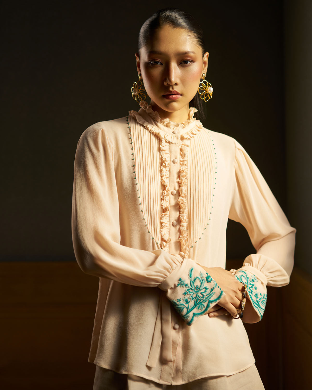 Olivia Hand  Embroidered Tie top